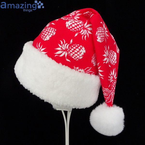 Tropical Pineapple Red White Island Style Christmas Santa Hat For Adult And Child Product Photo 2