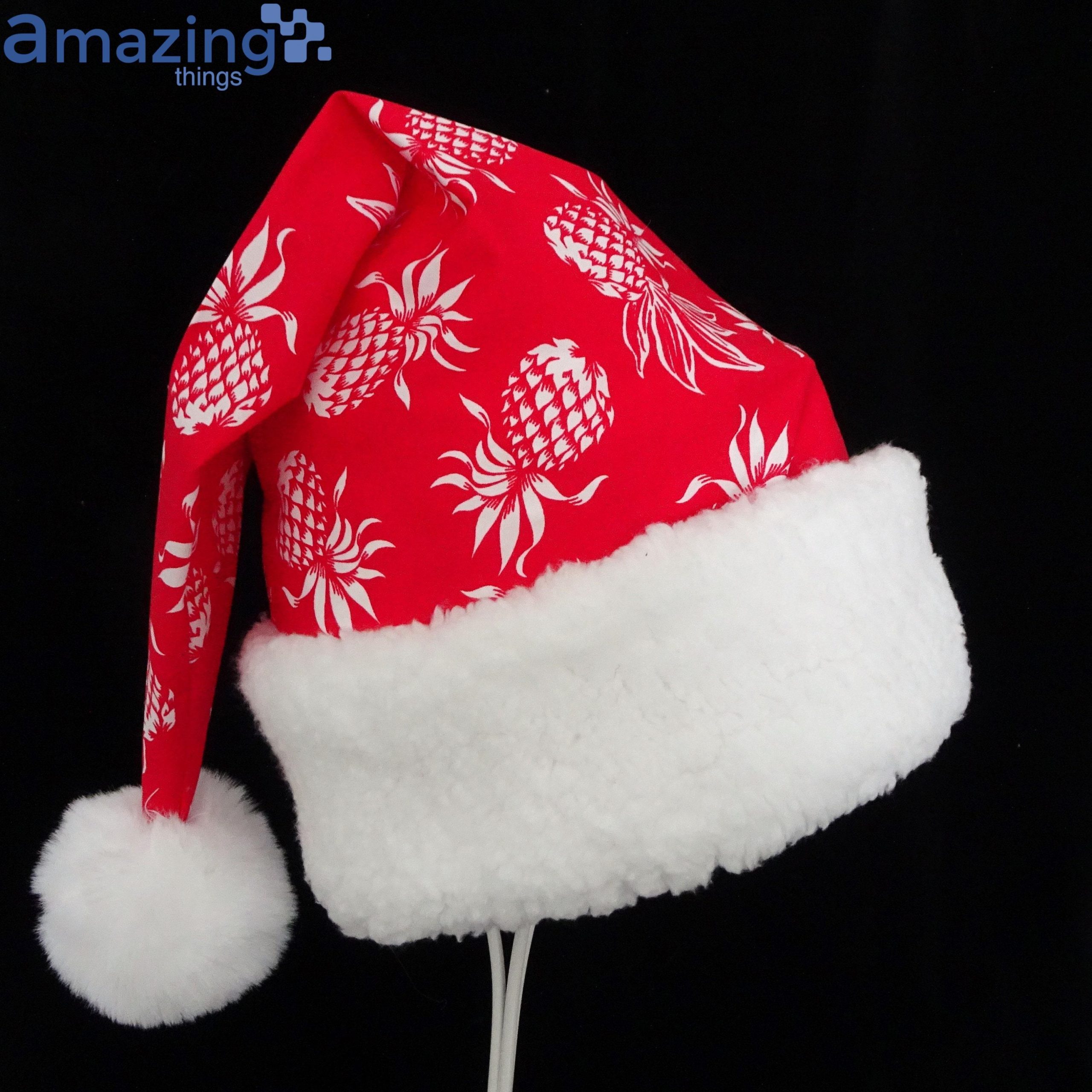 Tropical Pineapple Red White Island Style Christmas Santa Hat For Adult And Child Product Photo 1