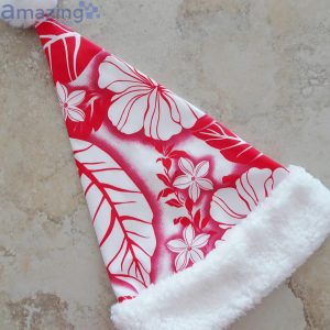 Tropical Red And White Christmas Santa Hat For Adult And Child Product Photo 4