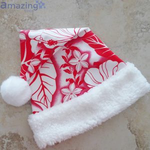 Tropical Red And White Christmas Santa Hat For Adult And Child Product Photo 5