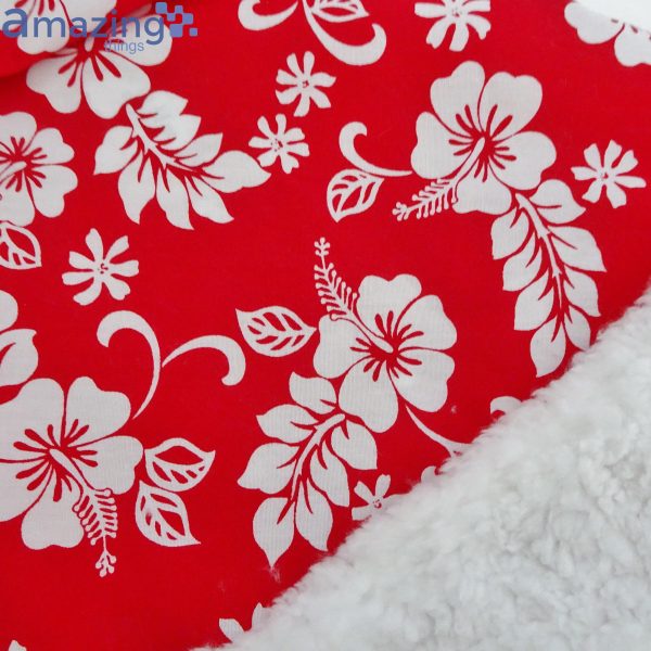 Tropical Red White Hibiscus Fabric Christmas Santa Hat For Adult And Child Product Photo 3