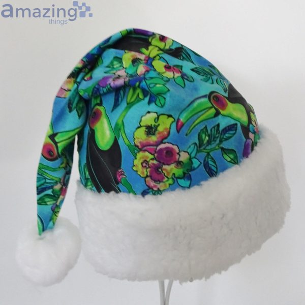 Tropical Toucan Beach Birds And Flowers Christmas Santa Hat For Adult And Child Product Photo 2