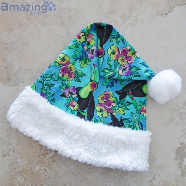 Tropical Toucan Beach Birds And Flowers Christmas Santa Hat For Adult And Child Product Photo 4