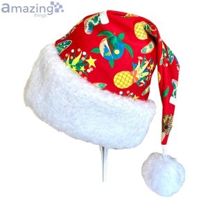 Turtle Pineapple Christmas Decors Pattern Christmas Santa Hat For Adult And Child Product Photo 2