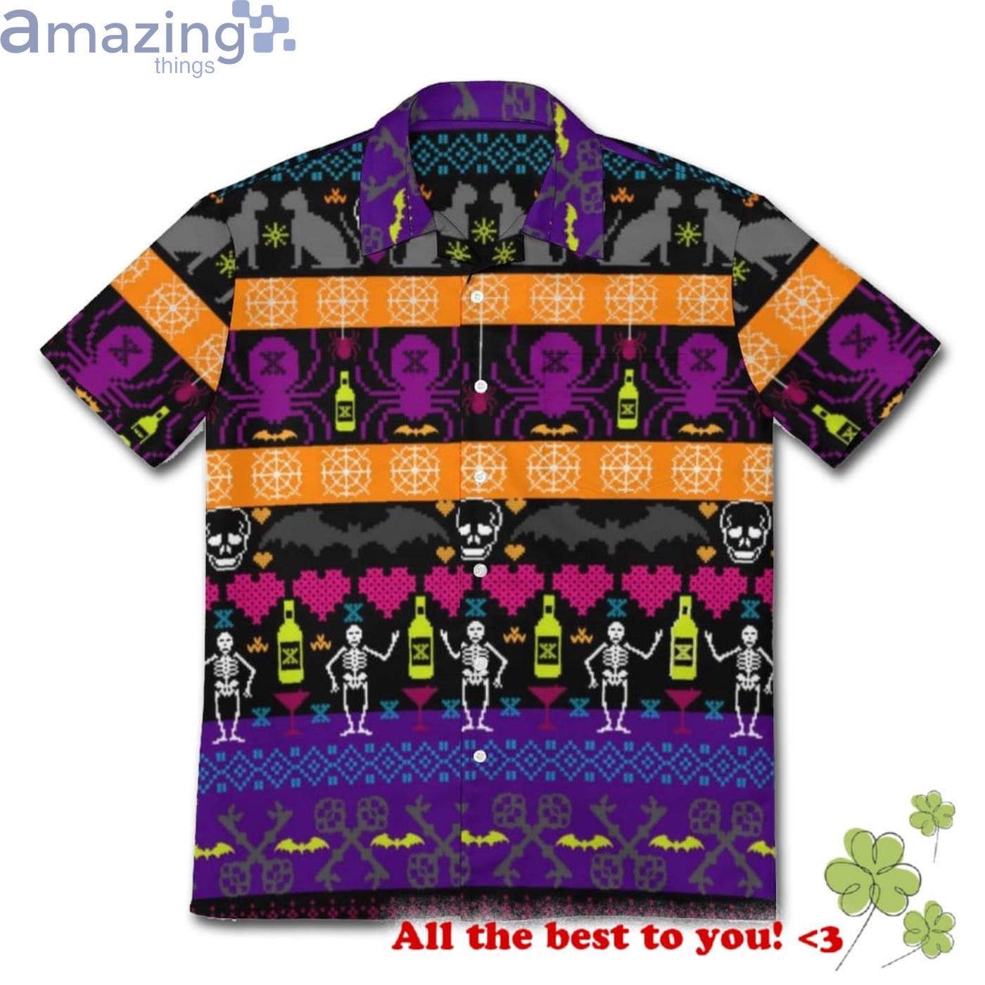 Ugly Sweater Christmas Halloween Stripe Print Hawaiian Shirt Product Photo 1