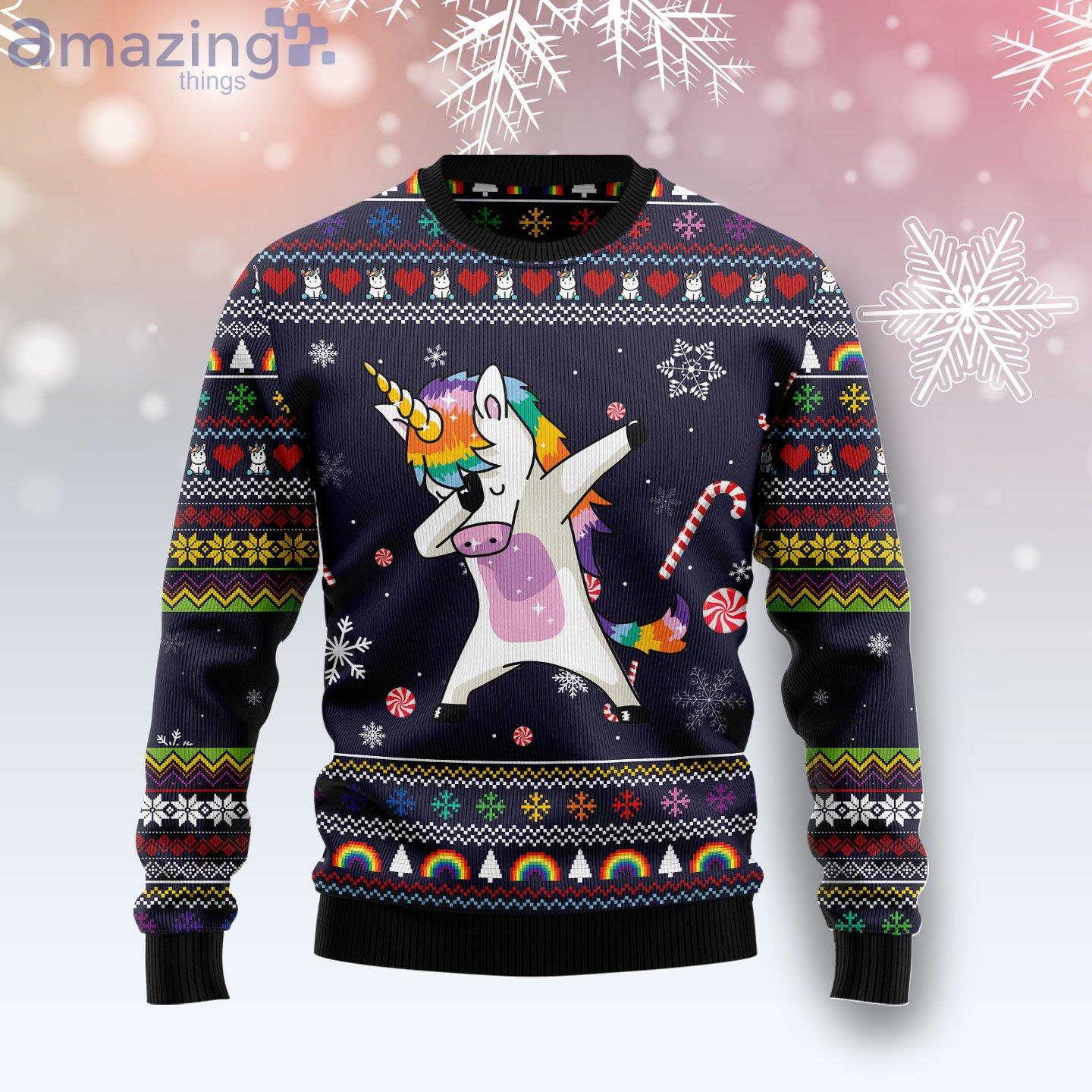 Unicorn Dabing Candy Cane Ugly Christmas Sweater image Unicorn Dabing Candy Cane Ugly Christmas Sweater Product Photo 1 Product photo 1