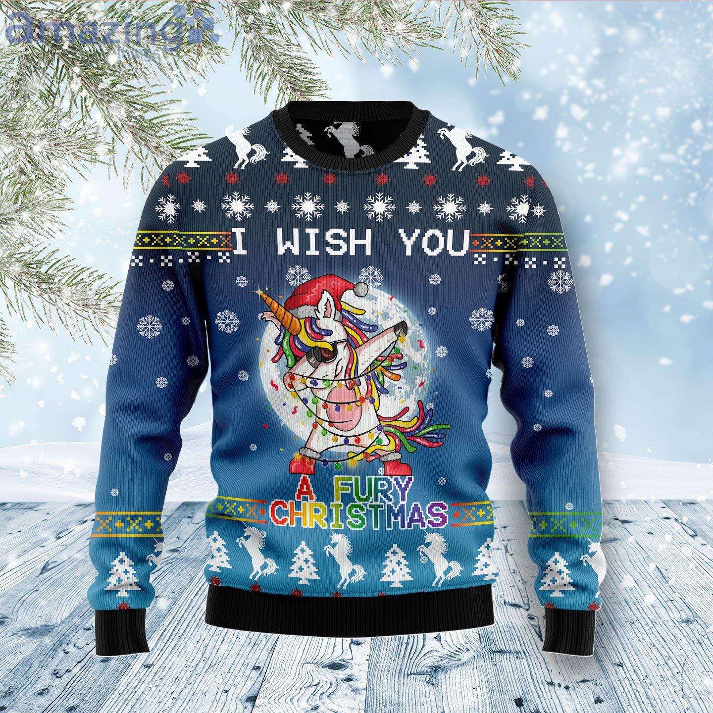 Unicorn Fury I Wish You A Fury Christmas Ugly Christmas Sweater image Unicorn Fury I Wish You A Fury Christmas Ugly Christmas Sweater Product Photo 1 Product photo 1