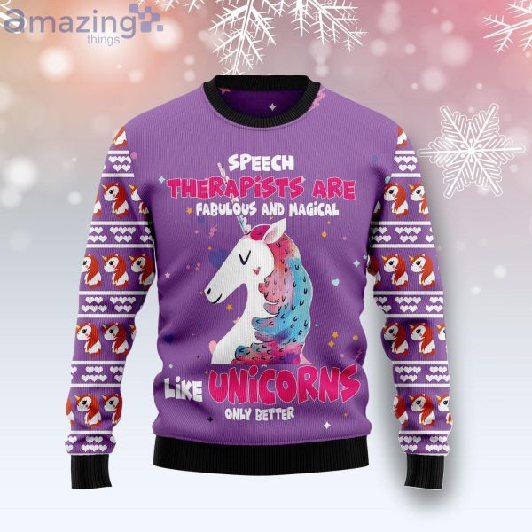 Unicorn Magical Speech Therapists Are Fabulous And Magical Ugly Christmas Sweater Product Photo 1