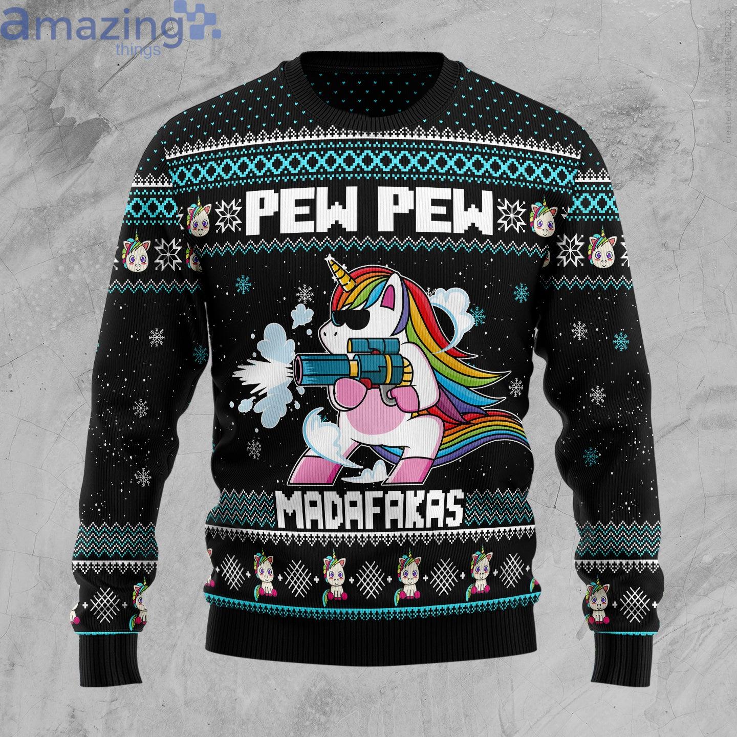 Unicorn Pew Pew Christmas Ugly Sweater image Unicorn Pew Pew Christmas Ugly Sweater Product Photo 3