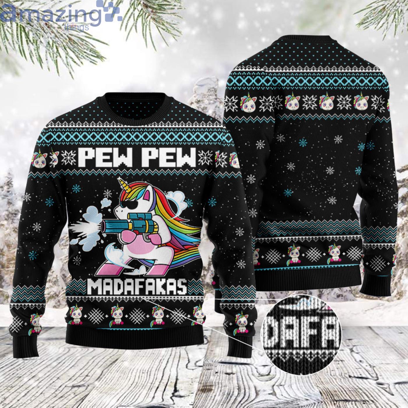 Unicorn Pew Pew Christmas Ugly Sweater image Unicorn Pew Pew Christmas Ugly Sweater Product Photo 4