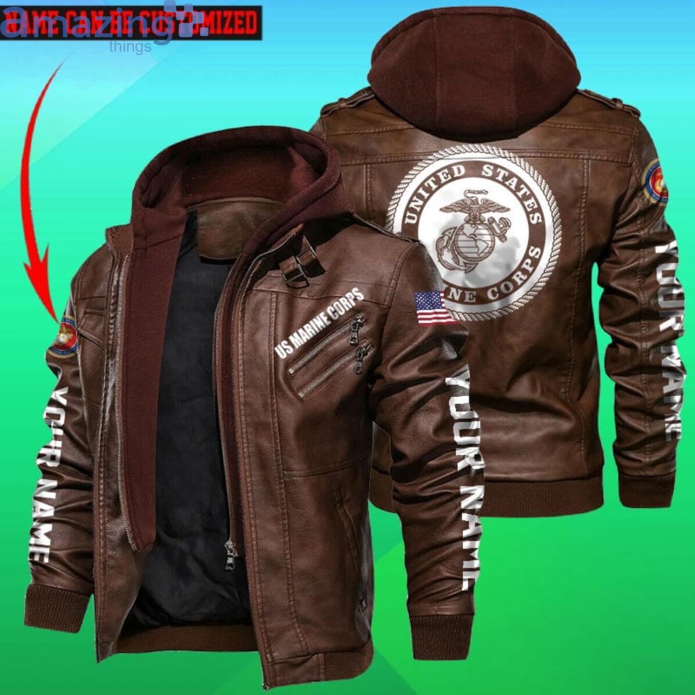 United States Marine Corps Custom Name Name Leather Jacket