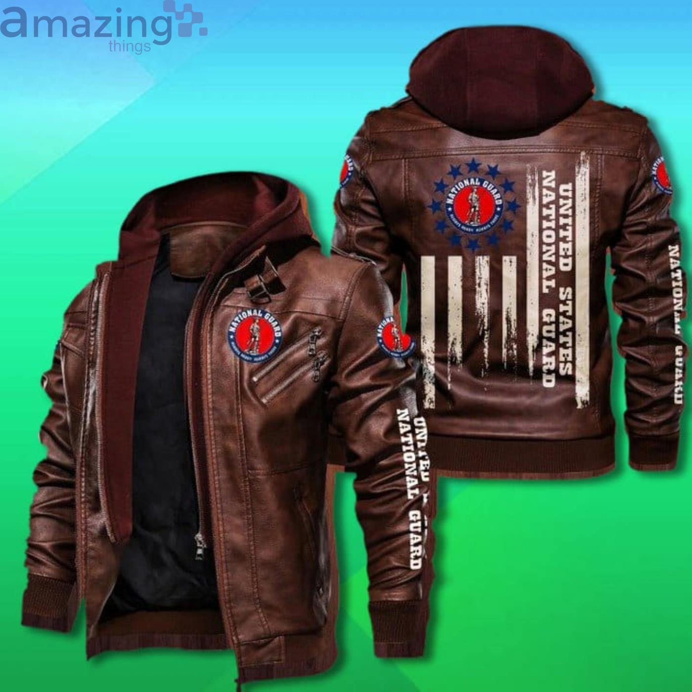 United States National Guard Leather Jacket image United States National Guard Leather Jacket Product Photo 2