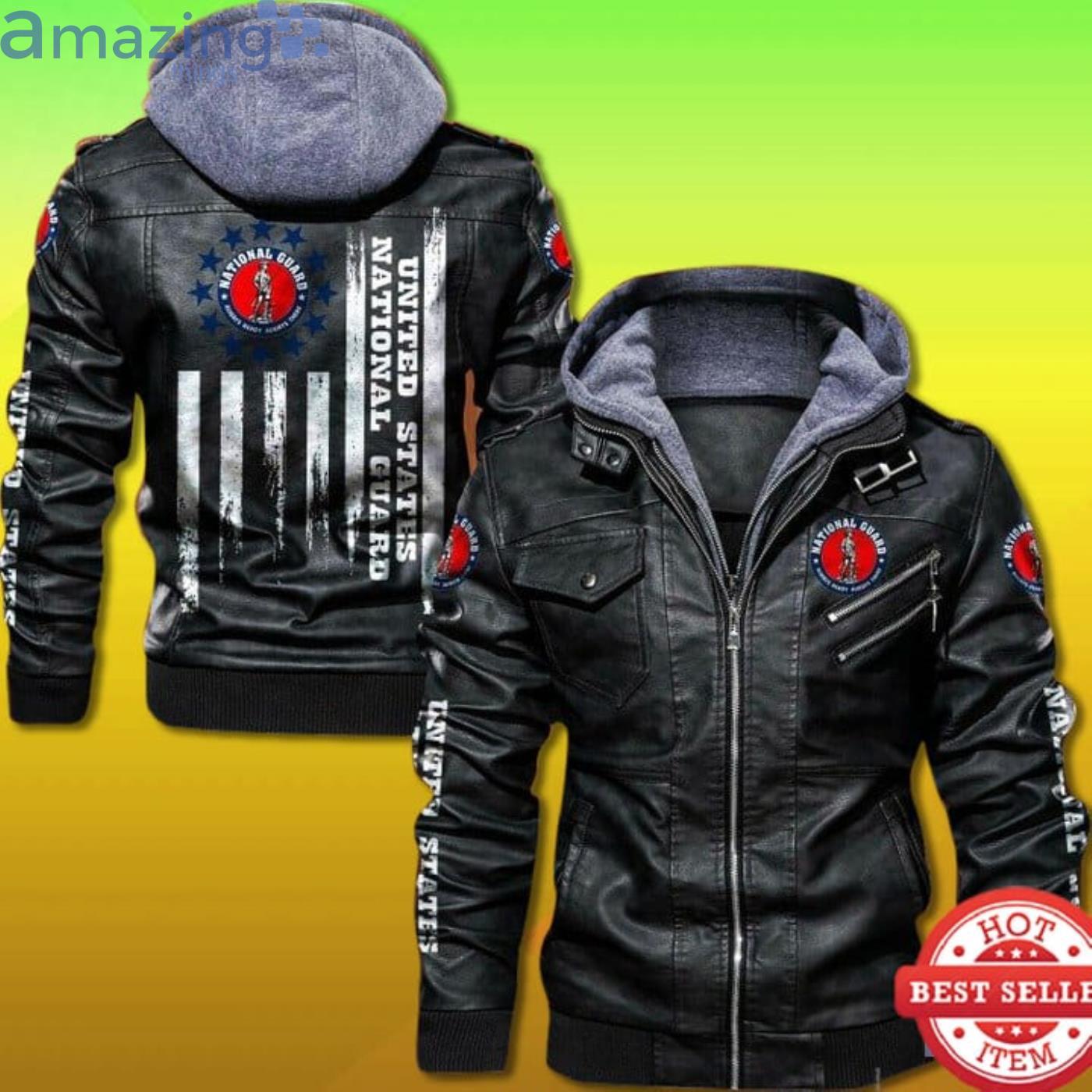 United States National Guard Leather Jacket Product Photo 1 United States National Guard Leather Jacket Product Photo 1