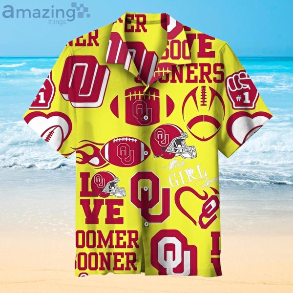 University Of Oklahoma Vintage Fans Gift Logo Sport Lover Yellow Hawaiian Shirt Product Photo 1