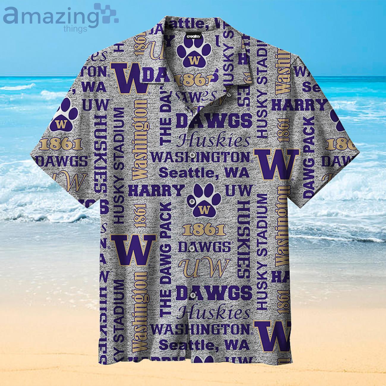 University Of Washington Vintage Fans Gift Logo Sport Lover Hawaiian Shirt image University Of Washington Vintage Fans Gift Logo Sport Lover Hawaiian Shirt Product Photo 1