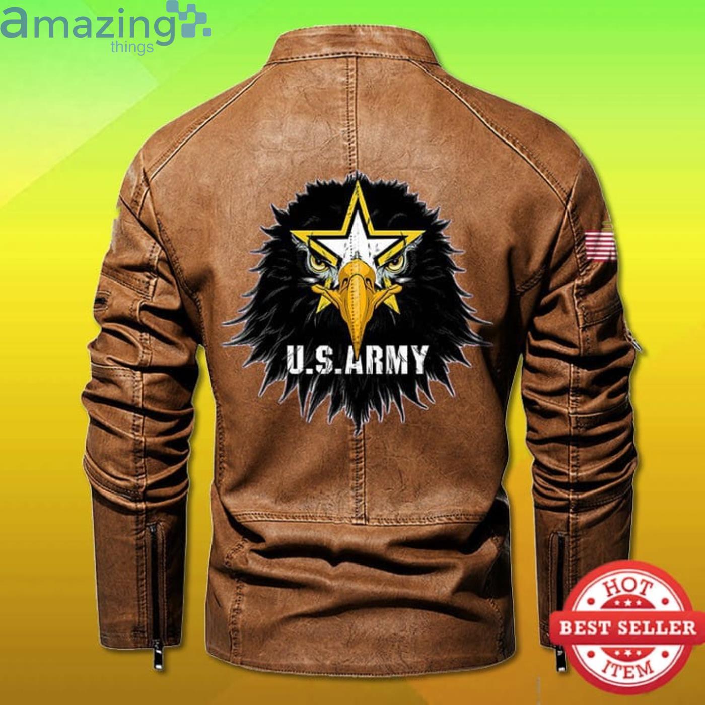 Us Army Eagle Head Stand Collar Leather Jacket image Us Army Eagle Head Stand Collar Leather Jacket Product Photo 2