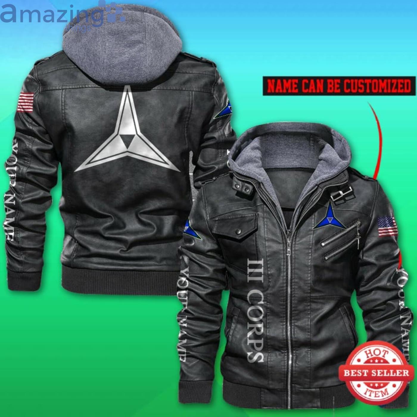 Us Army III Corps Custom Name Name Leather Jacket Product Photo 1