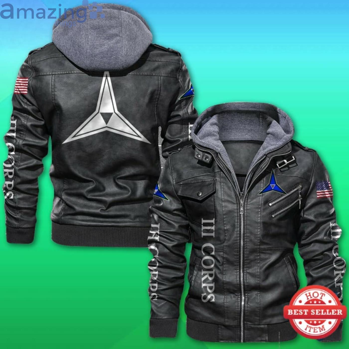 Us Army III Corps Leather Jacket Product Photo 1