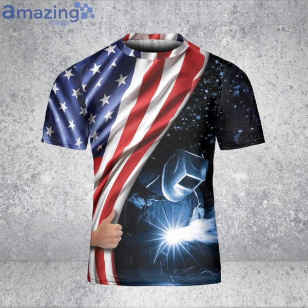 US Flag Welder 3D T-Shirt On Fire Let Me Finish Welding Shirt Product Photo 3