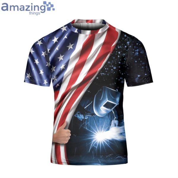 US Flag Welder 3D T-Shirt On Fire Let Me Finish Welding Shirt Product Photo 1