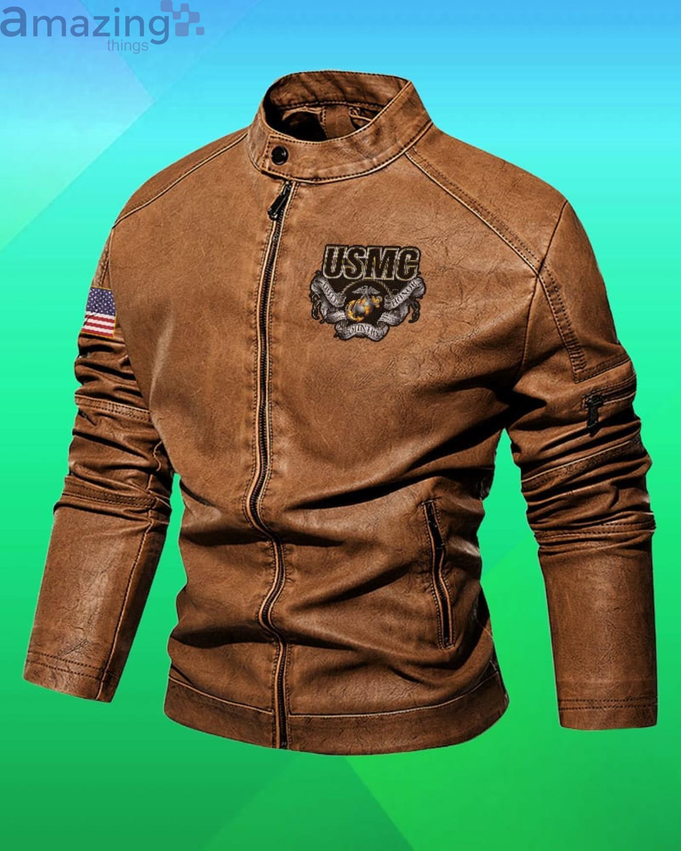 Us Marines Corps Duty Honor Country Custom Name Motor Leather Jacket image Us Marines Corps Duty Honor Country Custom Name Motor Leather Jacket Product Photo 3