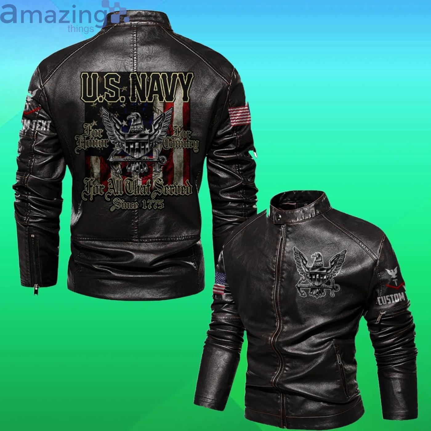 Us navy hot sale leather jacket