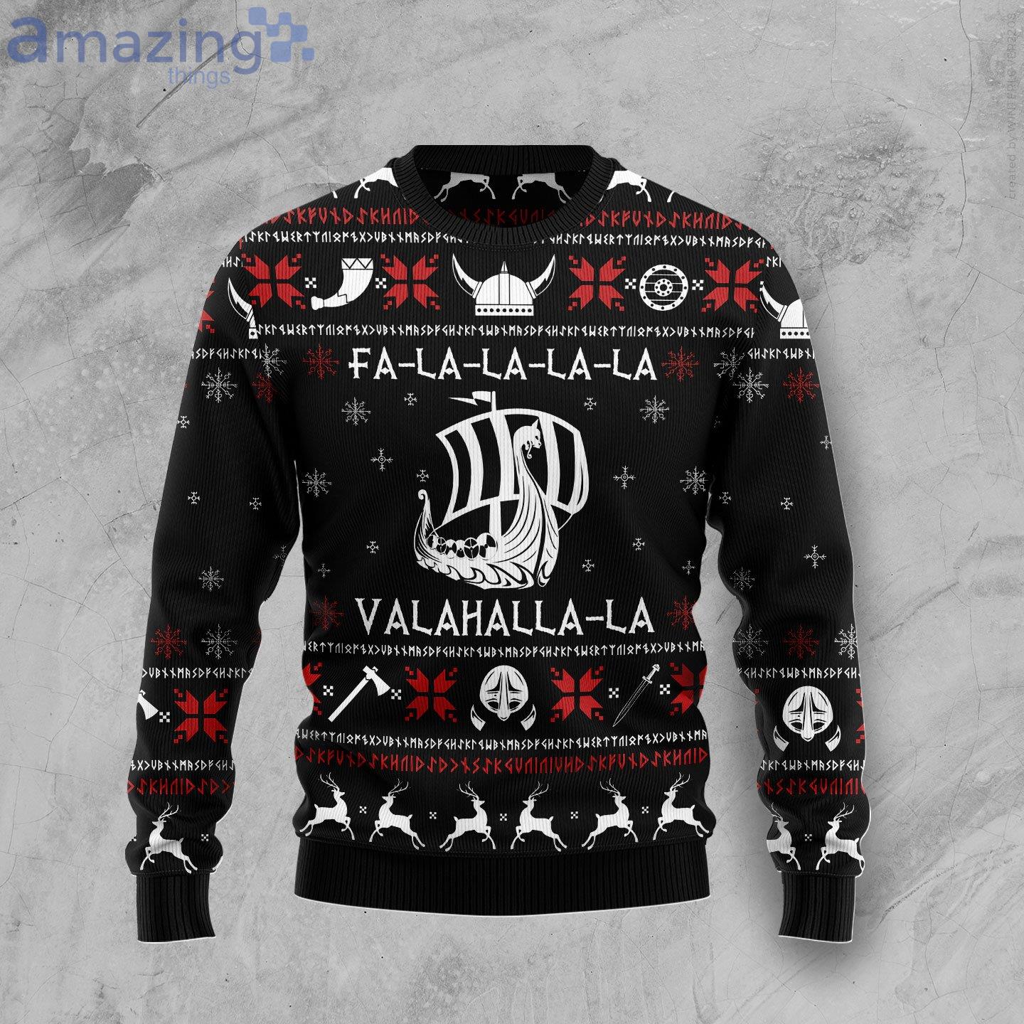 Valhalla Viking Black Ugly Christmas Sweater image Valhalla Viking Black Ugly Christmas Sweater Product Photo 1 Product photo 1