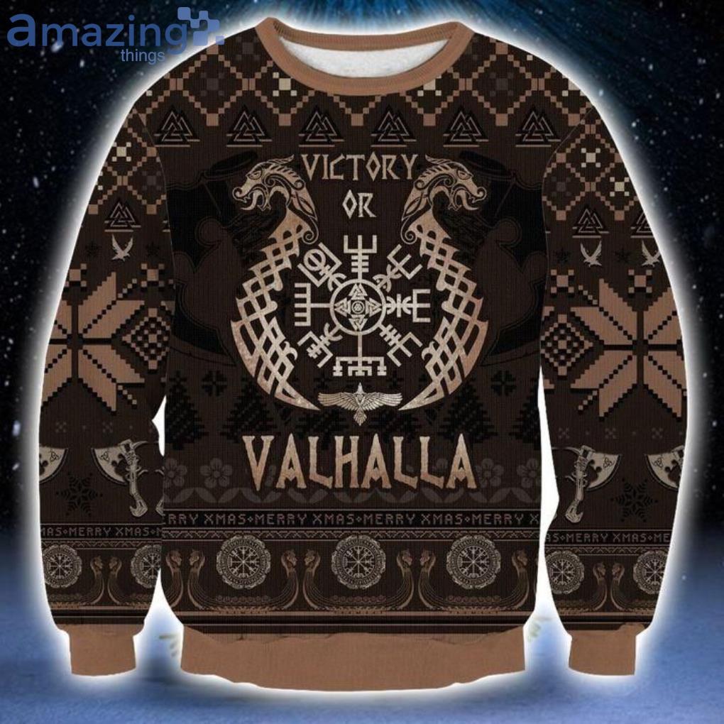 Victory Or Valhalla Viking Christmas Ugly Sweater Product Photo 1