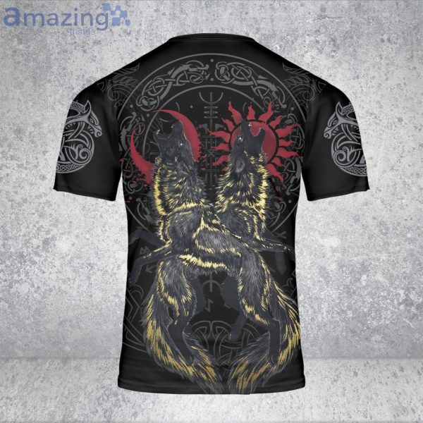 Viking Wolf Sun And Moon Viking 3D T-Shirt Vikings Shirt Viking Gift Product Photo 3
