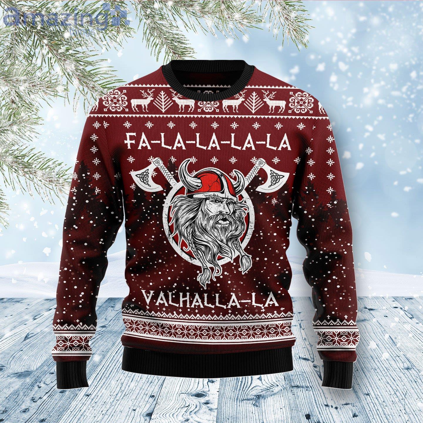 Vikings Fa La La La Best gift Red Ugly Christmas Sweater image Vikings Fa La La La Best gift Red Ugly Christmas Sweater Product Photo 1 Product photo 1
