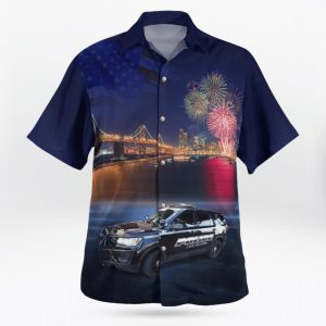 Village Of Lake Delton Wisconsin Police Department Ford Police Interceptor Utility 4Th Of July Hawaiian Shirt Product Photo 2