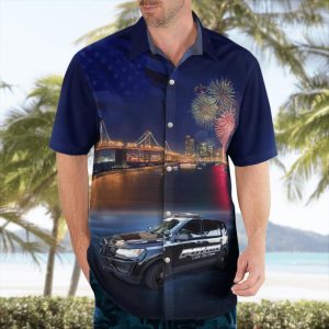 Village Of Lake Delton Wisconsin Police Department Ford Police Interceptor Utility 4Th Of July Hawaiian Shirt Product Photo 3