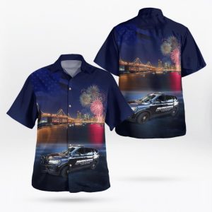Village Of Lake Delton Wisconsin Police Department Ford Police Interceptor Utility 4Th Of July Hawaiian Shirt Product Photo 1