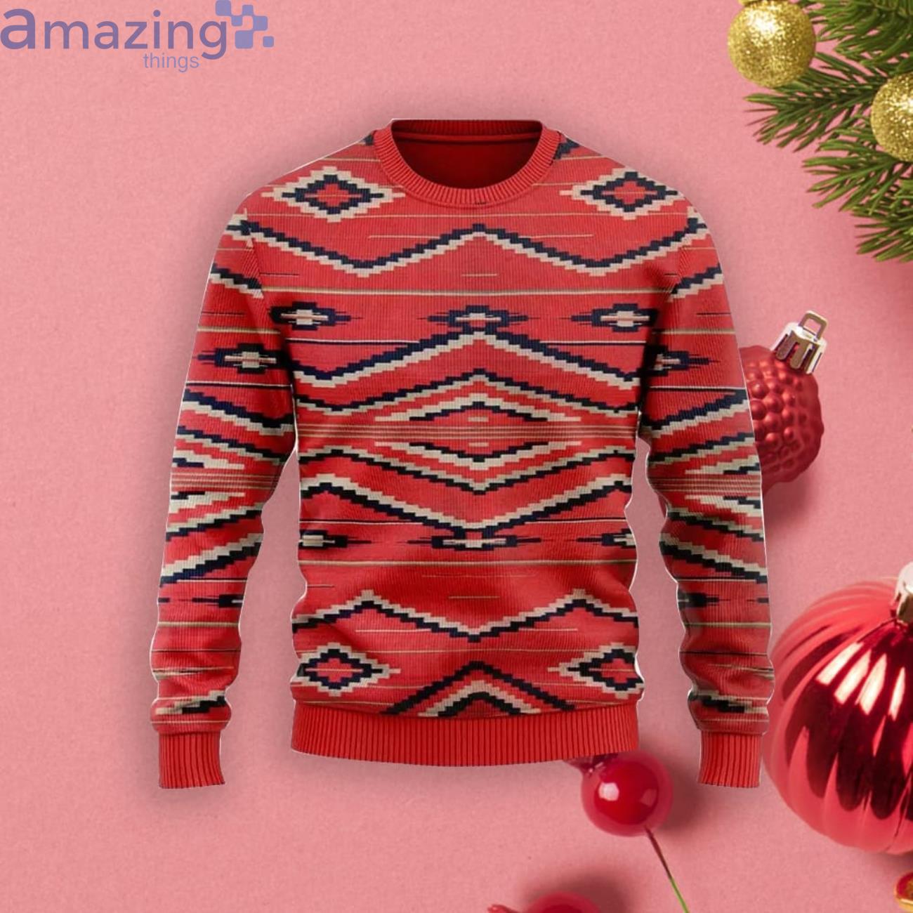 Vintage Red Navajo Christmas Gift Ugly Christmas Sweater Product Photo 1