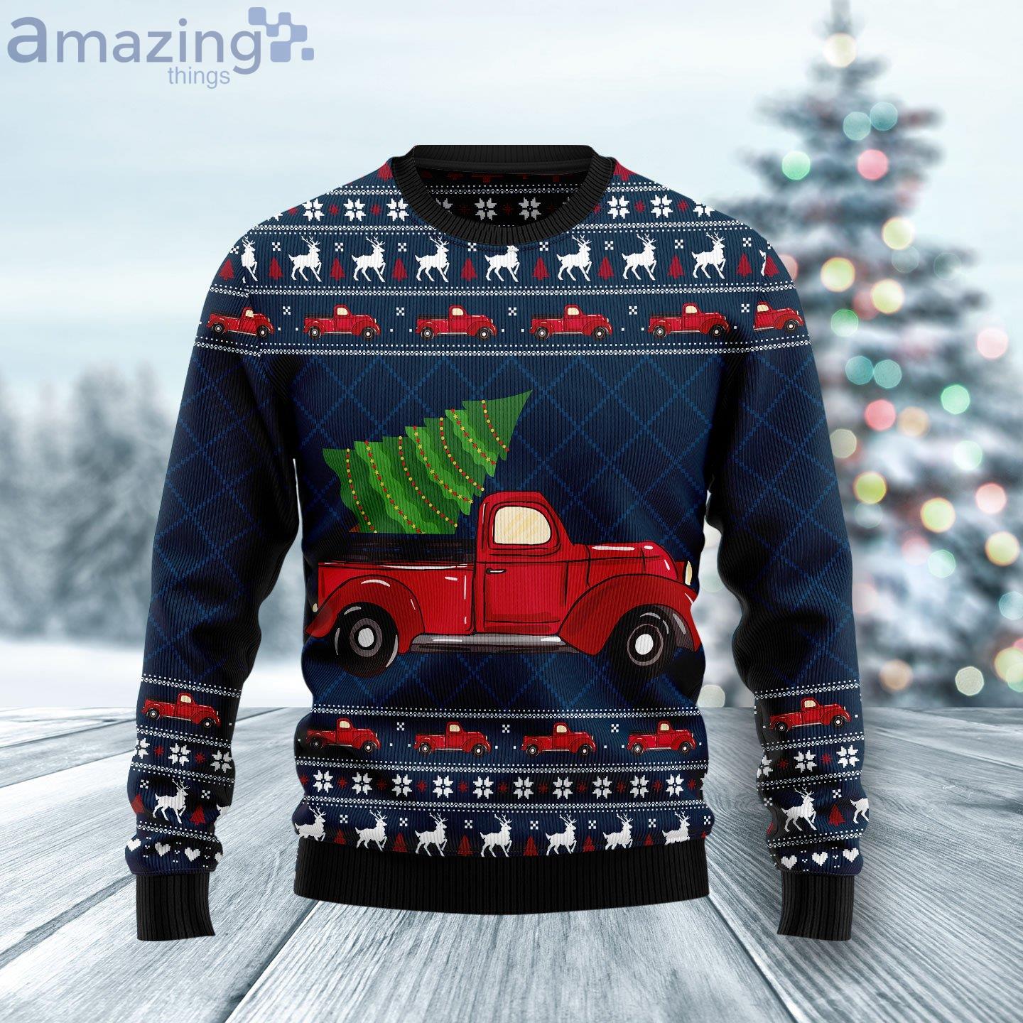 Vintage Red Truck Funny Family Christmas Sweater image Vintage Red Truck Funny Family Christmas Sweater Product Photo 1 Product photo 1