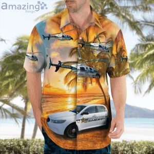 Volusia County Sheriff Bell 407 & Ford Police Interceptor Hawaiian Shirt Product Photo 3