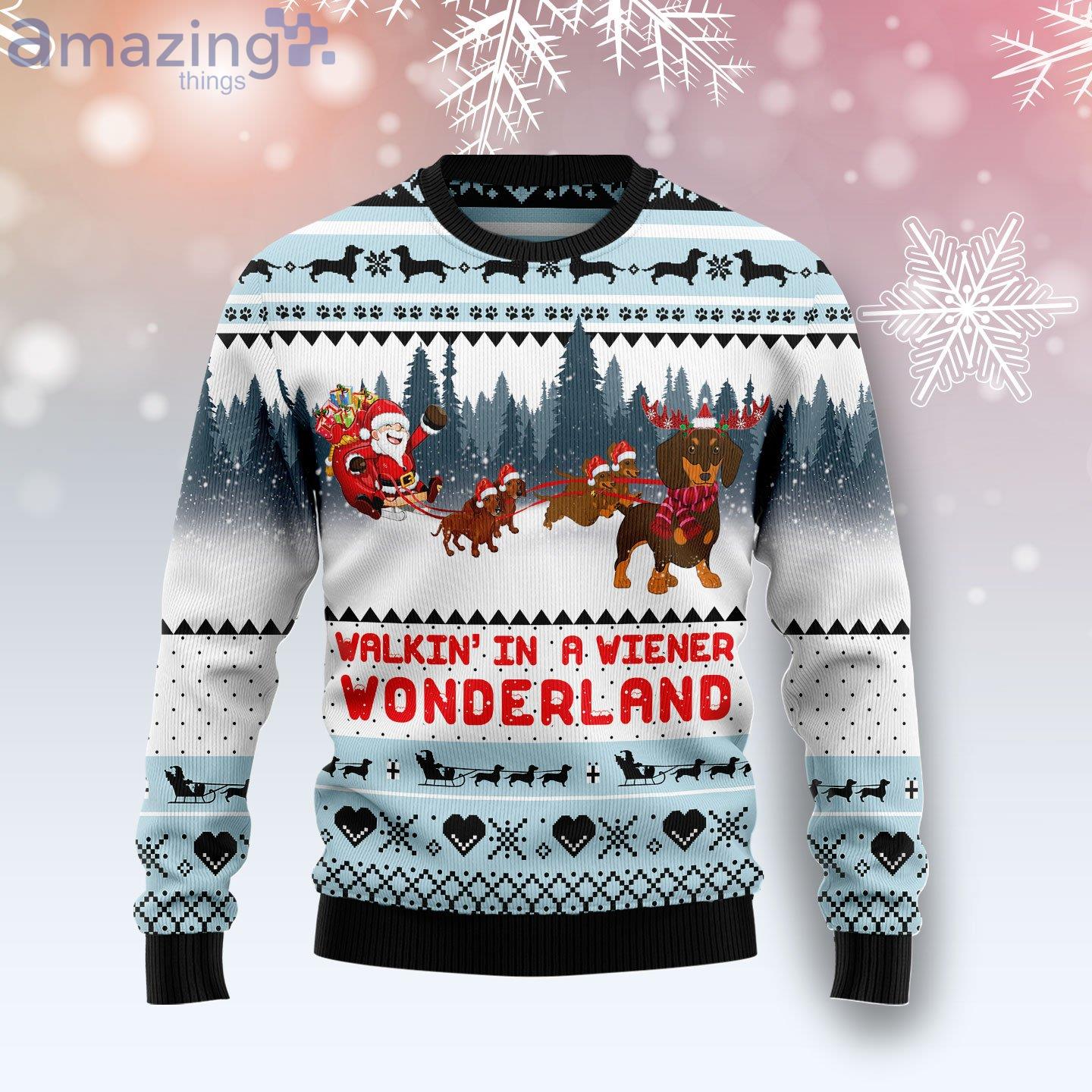 Walkin‘ In A Weiner Wonderland Dachshund Lover Dog Lover Ugly Christmas Sweater image Walkin‘ In A Weiner Wonderland Dachshund Lover Dog Lover Ugly Christmas Sweater Product Photo 1 Product photo 1
