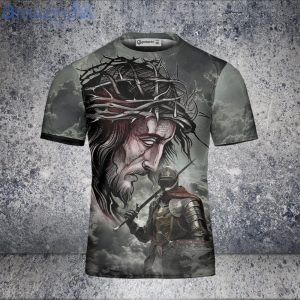 Warrior Knight Templar Jesus Shirt Stand With God Knight Templar 3D T-Shirt Product Photo 3