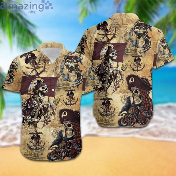 Washington Redskins Pirates Fans Pirates Skull Hawaiian Shirtproduct photo 1