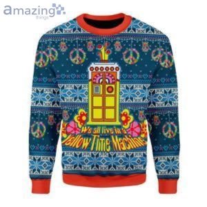 We All Live In A Yellow Time Machine Ugly Christmas Sweater Product Photo 1