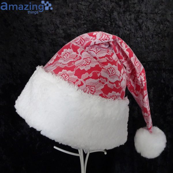 White Lace Red Christmas Santa Hat For Adult And Child Product Photo 2