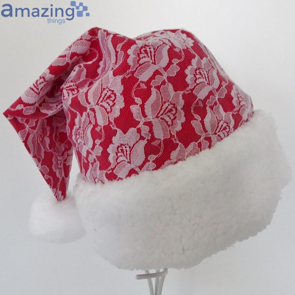 White Lace Red Christmas Santa Hat For Adult And Child Product Photo 3