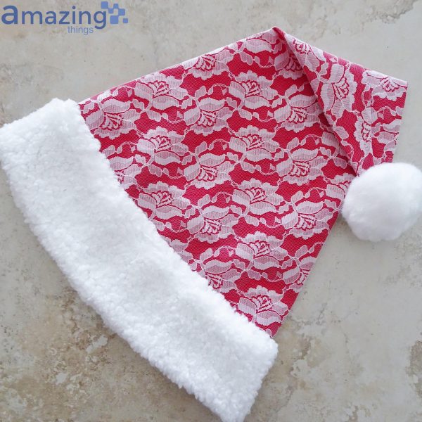 White Lace Red Christmas Santa Hat For Adult And Child Product Photo 4