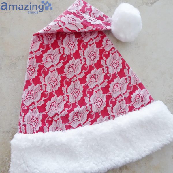 White Lace Red Christmas Santa Hat For Adult And Child Product Photo 5