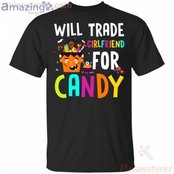 Will Trade Girlfriend For Candy Frankenstein Halloween T-Shirt Product Photo 1