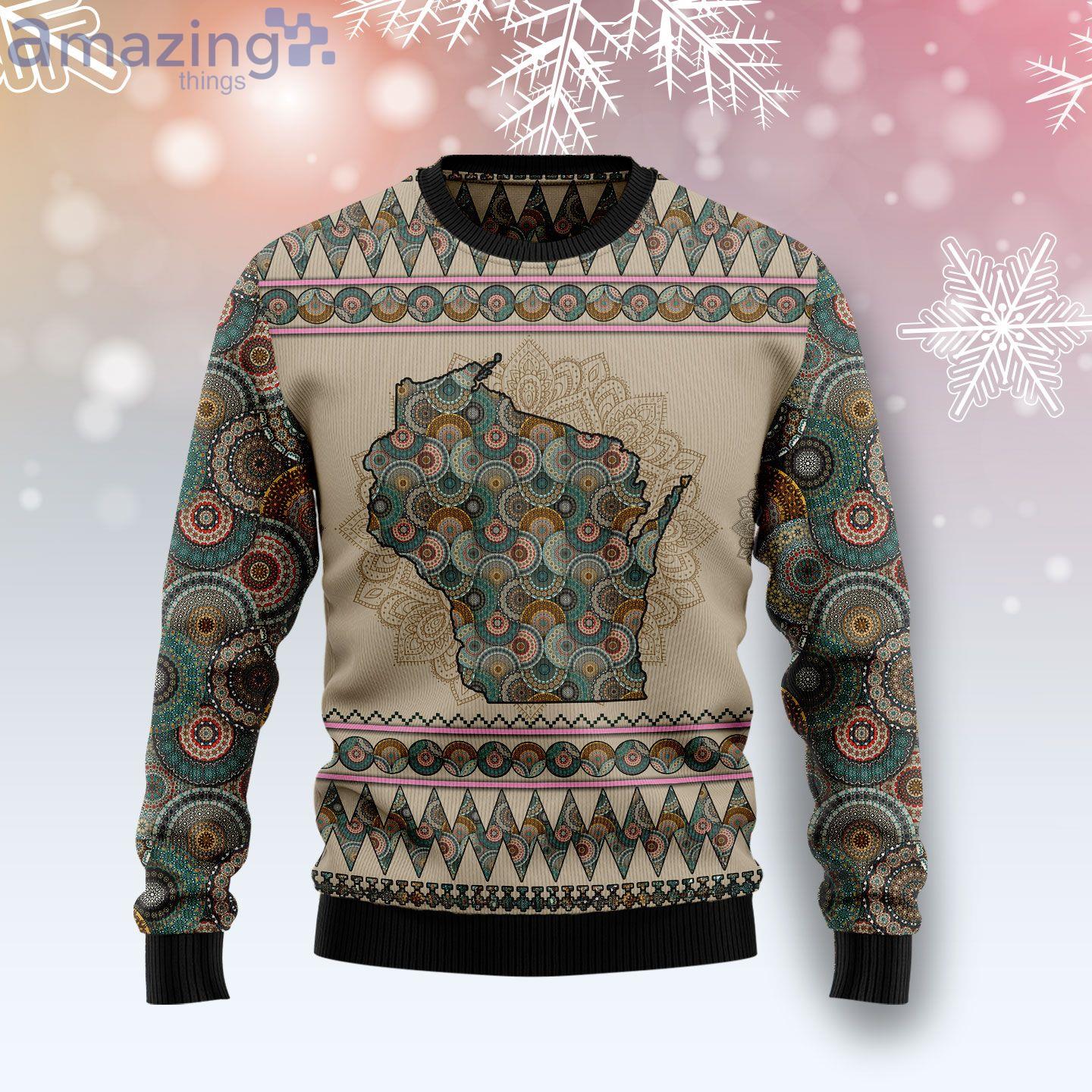Wisconsin Mandala Best Gift Ugly Christmas Sweater image Wisconsin Mandala Best Gift Ugly Christmas Sweater Product Photo 1 Product photo 1
