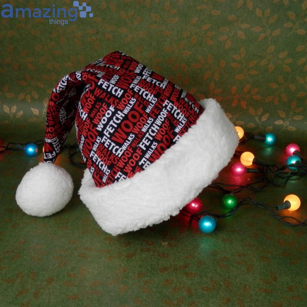 Woof Fuzzy Pattern Christmas Santa Hat For Adult And Child Product Photo 4