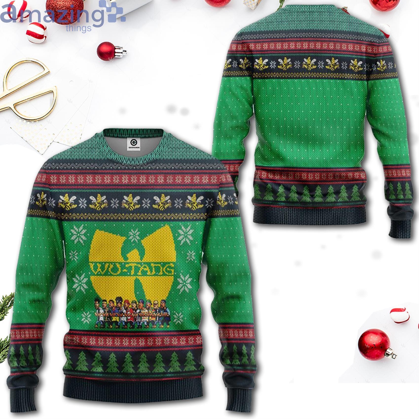 Wu Tang Christmas Sweater Christmas Wu Tang Clan Symbol Green Ugly Sweater image Wu Tang Christmas Sweater Christmas Wu Tang Clan Symbol Green Ugly Sweater Product Photo 2