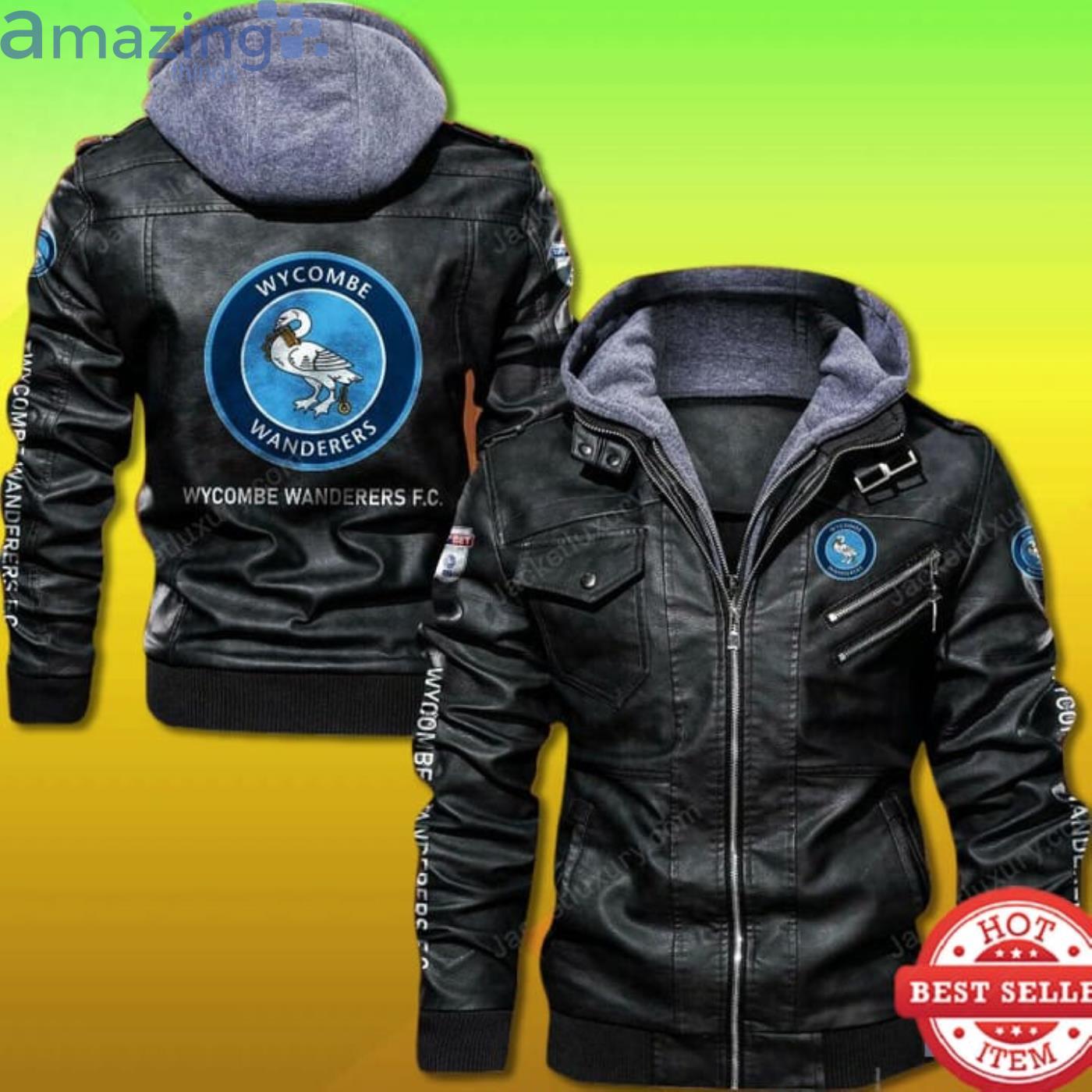 Wycombe Wanderers FC Leather Jacket Product Photo 1 Wycombe Wanderers FC Leather Jacket Product Photo 1