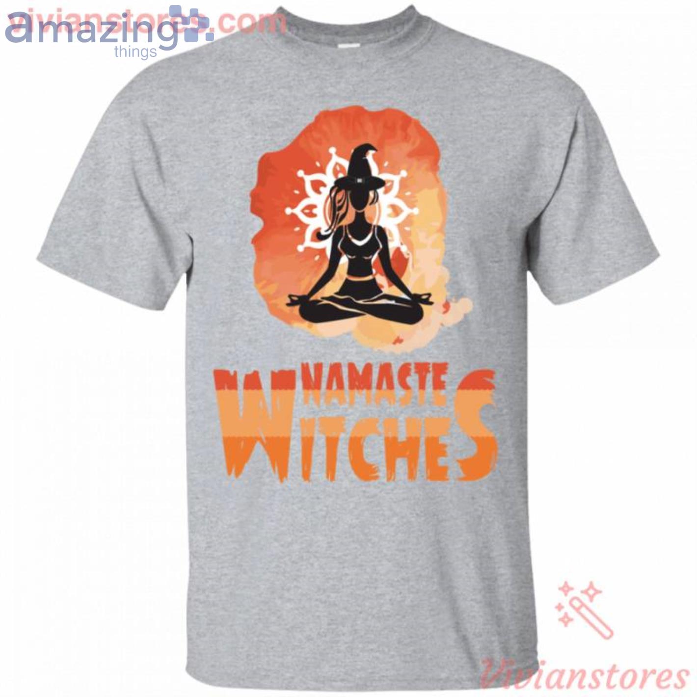 Yoga Namaste Witches Halloween T-Shirt Product Photo 1